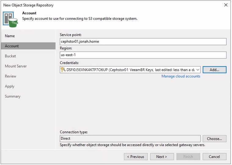 VEEAM Backup service point