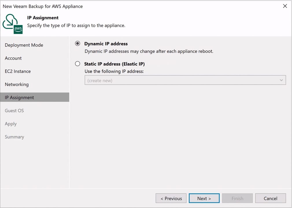 VEEAM Backup IP information